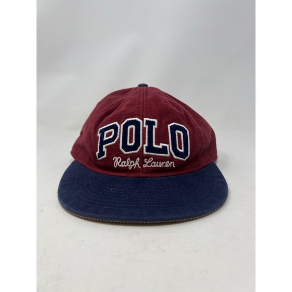 POLO RALPH LAUREN Men's Logo Twill Flat Bill Baseball Ball Cap Hat, WINE, NAVY - Picture 1 of 7